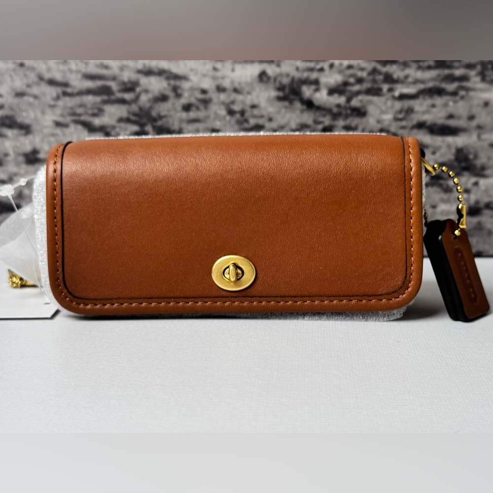 NWT Coach SITP Dinky 14 Micro Leather Bag Redwood / Brass CBY68